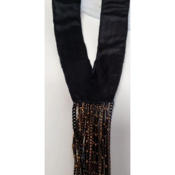 Chico's Miesha Necklace Fringe Bead Silver Gold Beads Collar Statement Y Pendant - Picture 11 of 11